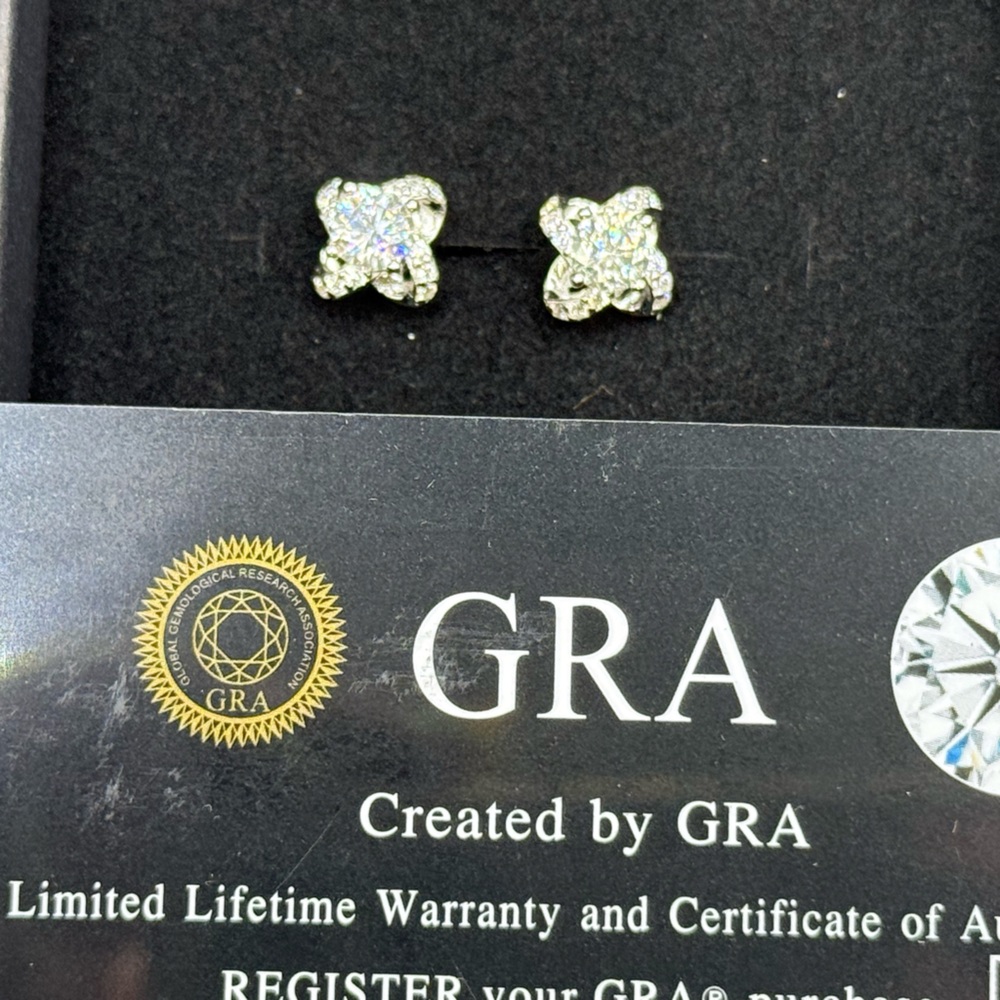 Elegant Silver Stud Moissanite Earrings - Picture 3 of 10